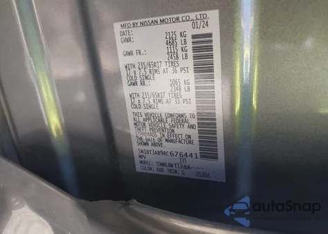 2024 Nissan Rogue S из США, поврежденный, VIN 5N1BT3AB9RC676441